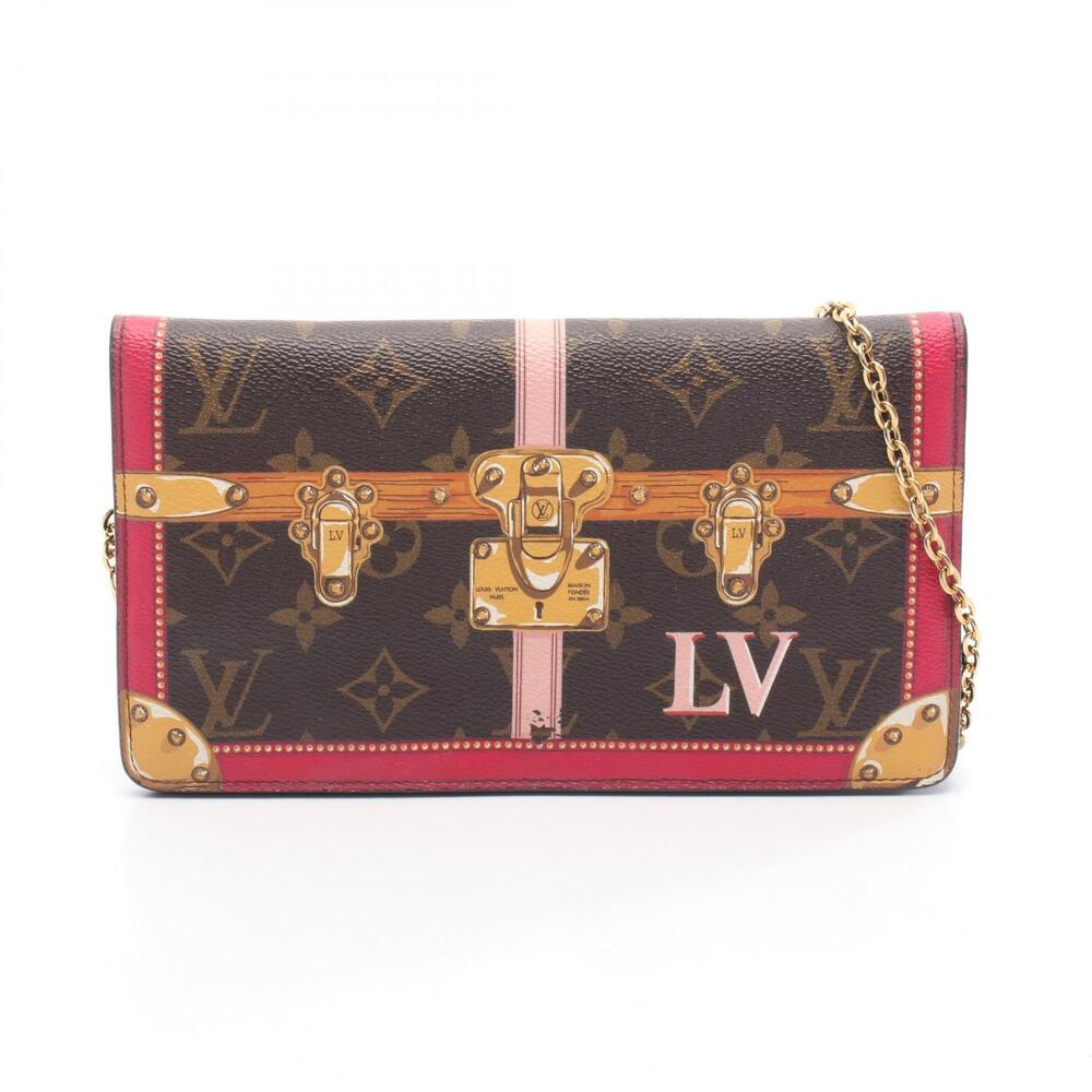 Louis Vuitton Pochette Weekend Shoulder Bag Canvas Monogram Brown Pink